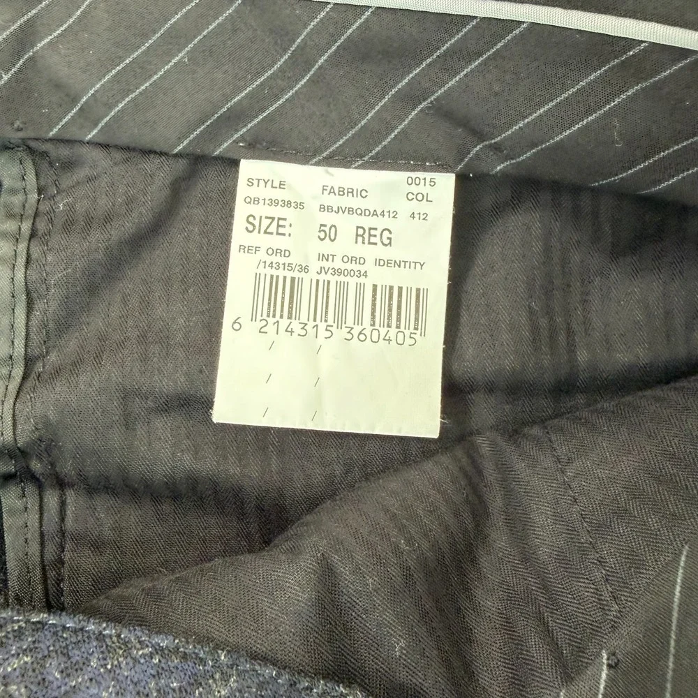 John Varvatos Virgin Wool Blend Trouser Pants Men 34x30 Blue Grey Pattern Italy‎
